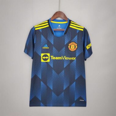 Manchester United dark blue third away soccer jersey 2021-2022
