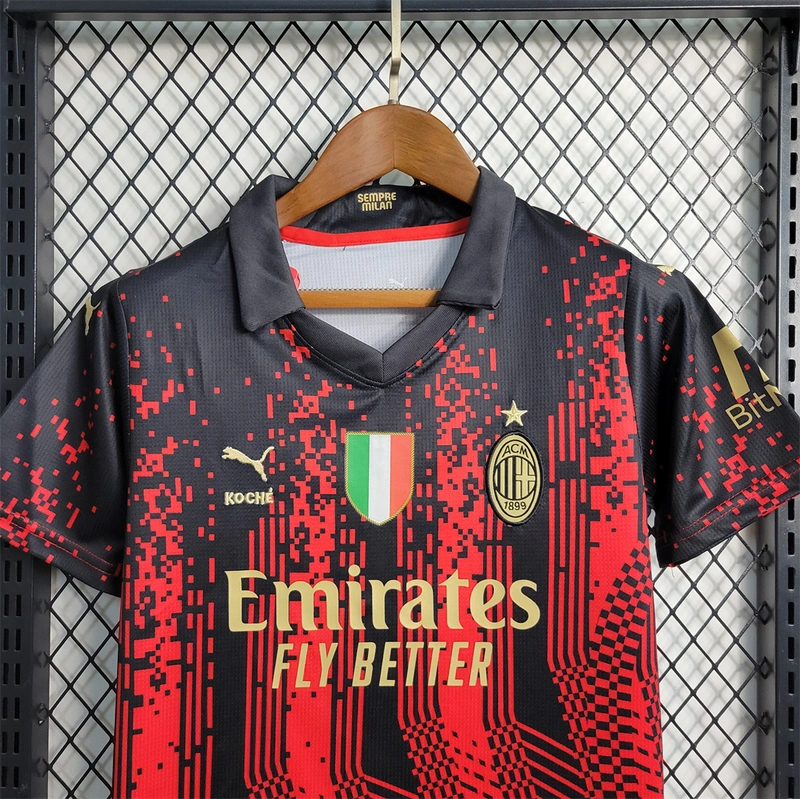 Ac Milan fourth soccer kit for kids 2023-2024