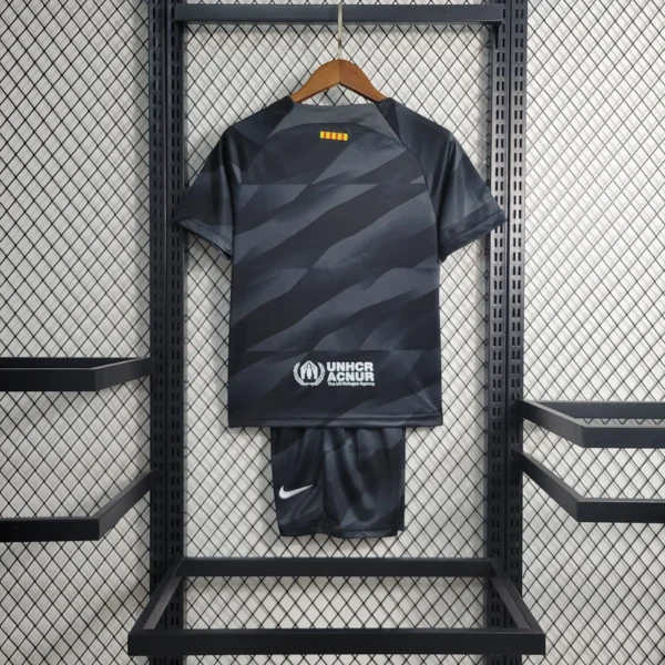 Barcelona black goalkeeper kid kit 2023 2024