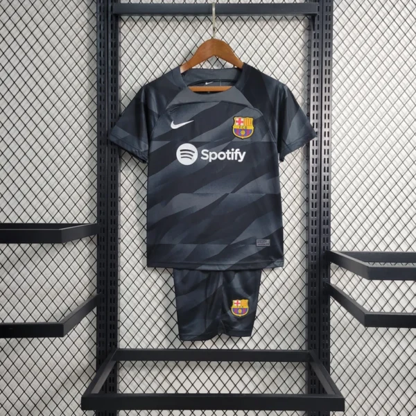 Barcelona Black Goalkeeper Kid Soccer Jersey 2023-2024