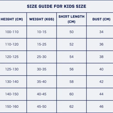 size chart for kids